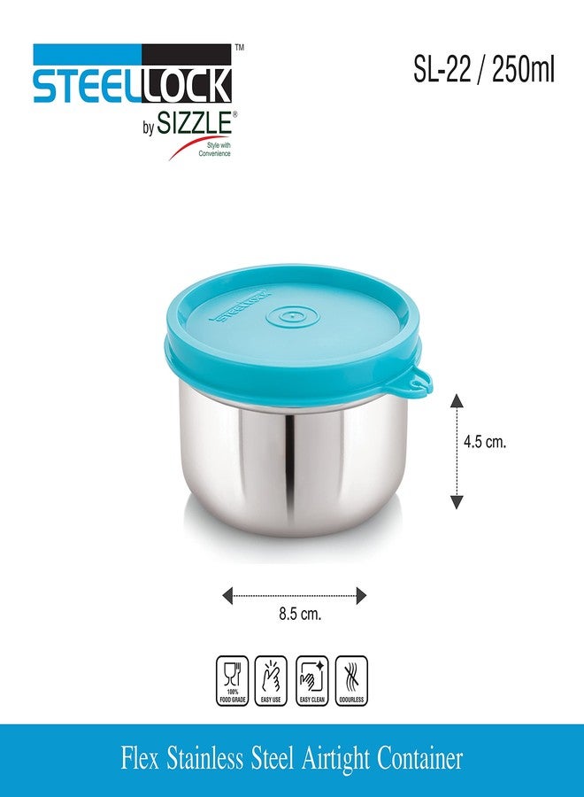 STEELLOCK Stainless Steel Airtight Container | Leak Proof Container/Storage/Lunch Box with Lid | BPA Free, Durable & Rust-Proof | SL-22-set of 4, 250ml each, Turquoise - Image 4
